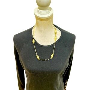 Fine costume matte gold tone chain & pearl Beaded Necklace